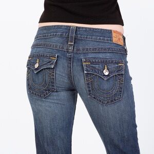 TRUE RELIGION Vintage Becky Low Rise Boot Cut Jeans